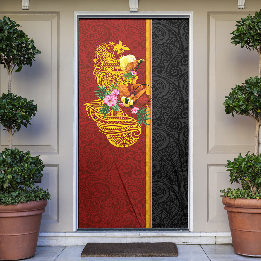 Papua New Guinea Independence Day Door Cover Birds-of-Paradise Melanesian Tattoos Tropical Plants