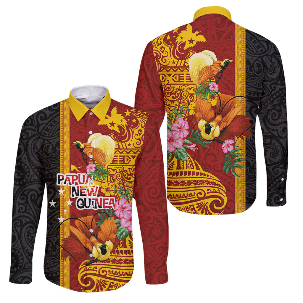 Papua New Guinea Independence Day Family Matching Off Shoulder Short Dress and Hawaiian Shirt Birds-of-Paradise Melanesian Tattoos Tropical Plants