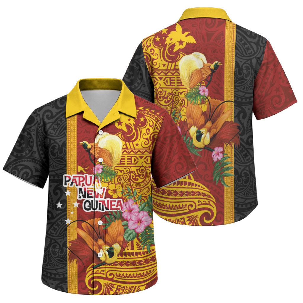 Papua New Guinea Independence Day Family Matching Puletasi and Hawaiian Shirt Birds-of-Paradise Melanesian Tattoos Tropical Plants