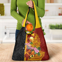 Papua New Guinea Independence Day Grocery Bag Birds-of-Paradise Melanesian Tattoos Tropical Plants
