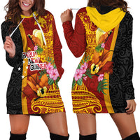 Papua New Guinea Independence Day Hoodie Dress Birds-of-Paradise Melanesian Tattoos Tropical Plants