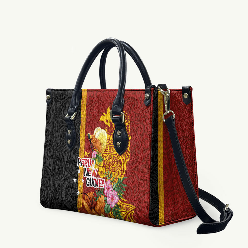 Papua New Guinea Independence Day Leather Bag Birds-of-Paradise Melanesian Tattoos Tropical Plants