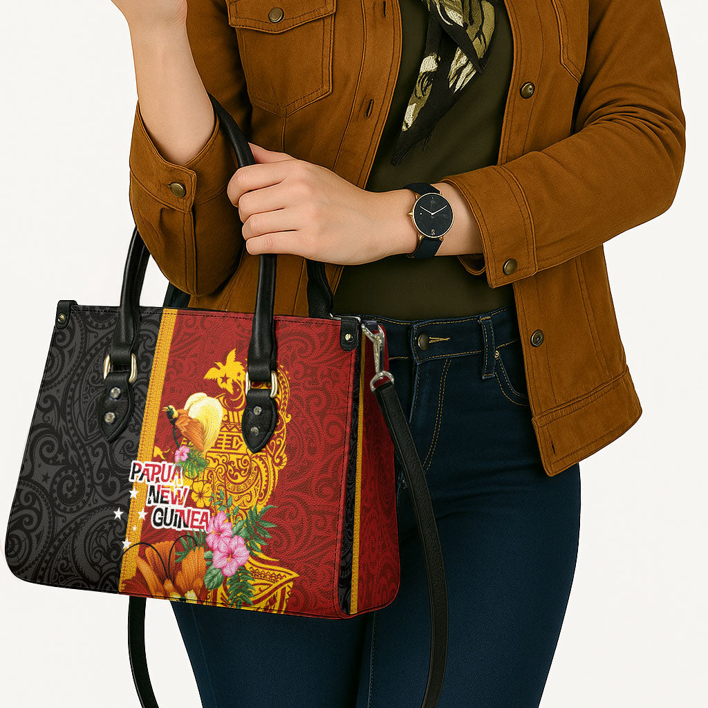 Papua New Guinea Independence Day Leather Bag Birds-of-Paradise Melanesian Tattoos Tropical Plants