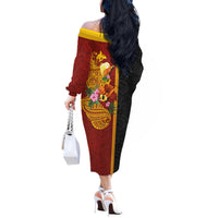 Papua New Guinea Independence Day Off The Shoulder Long Sleeve Dress Birds-of-Paradise Melanesian Tattoos Tropical Plants
