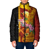 Papua New Guinea Independence Day Padded Jacket Birds-of-Paradise Melanesian Tattoos Tropical Plants