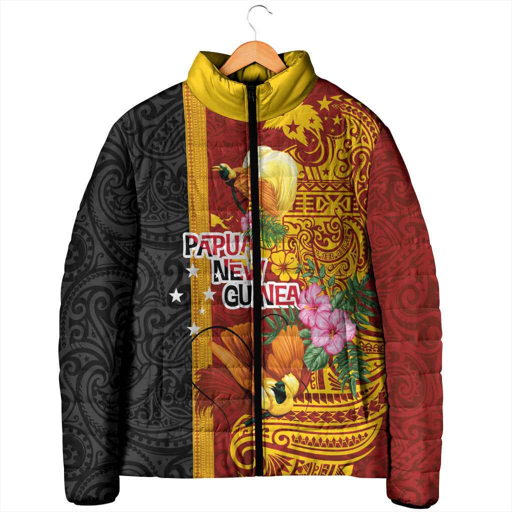 Papua New Guinea Independence Day Padded Jacket Birds-of-Paradise Melanesian Tattoos Tropical Plants