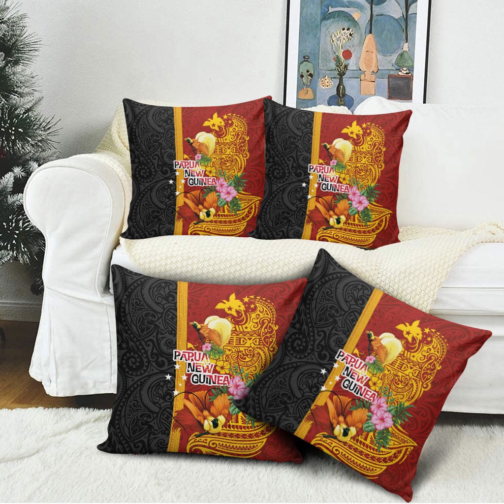 Papua New Guinea Independence Day Pillow Cover Birds-of-Paradise Melanesian Tattoos Tropical Plants