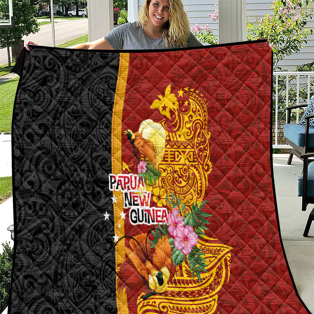 Papua New Guinea Independence Day Quilt Birds-of-Paradise Melanesian Tattoos Tropical Plants