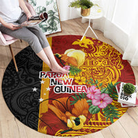 Papua New Guinea Independence Day Round Carpet Birds-of-Paradise Melanesian Tattoos Tropical Plants
