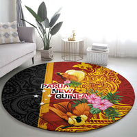 Papua New Guinea Independence Day Round Carpet Birds-of-Paradise Melanesian Tattoos Tropical Plants
