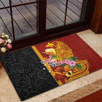 Papua New Guinea Independence Day Rubber Doormat Birds-of-Paradise Melanesian Tattoos Tropical Plants