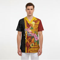 Papua New Guinea Independence Day Scrub Top Birds-of-Paradise Melanesian Tattoos Tropical Plants