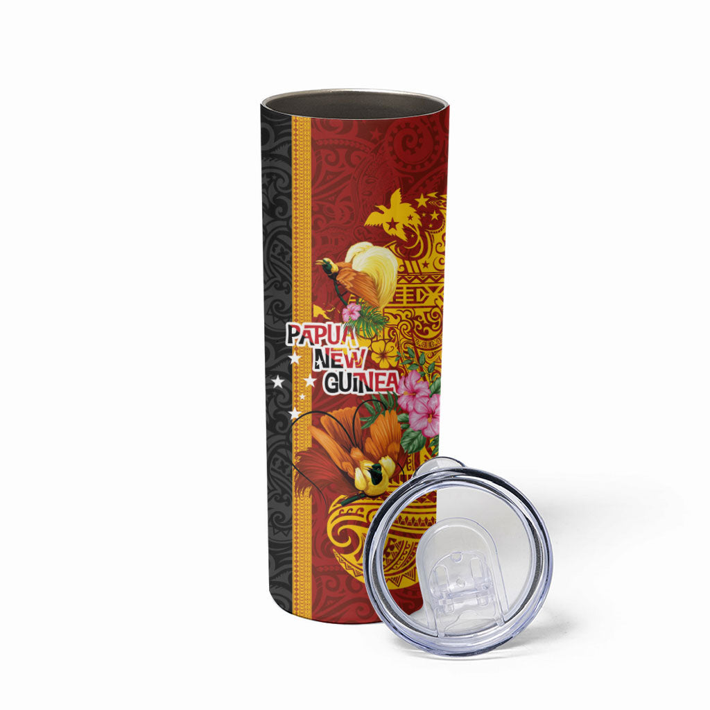 Papua New Guinea Independence Day Skinny Tumbler Birds-of-Paradise Melanesian Tattoos Tropical Plants