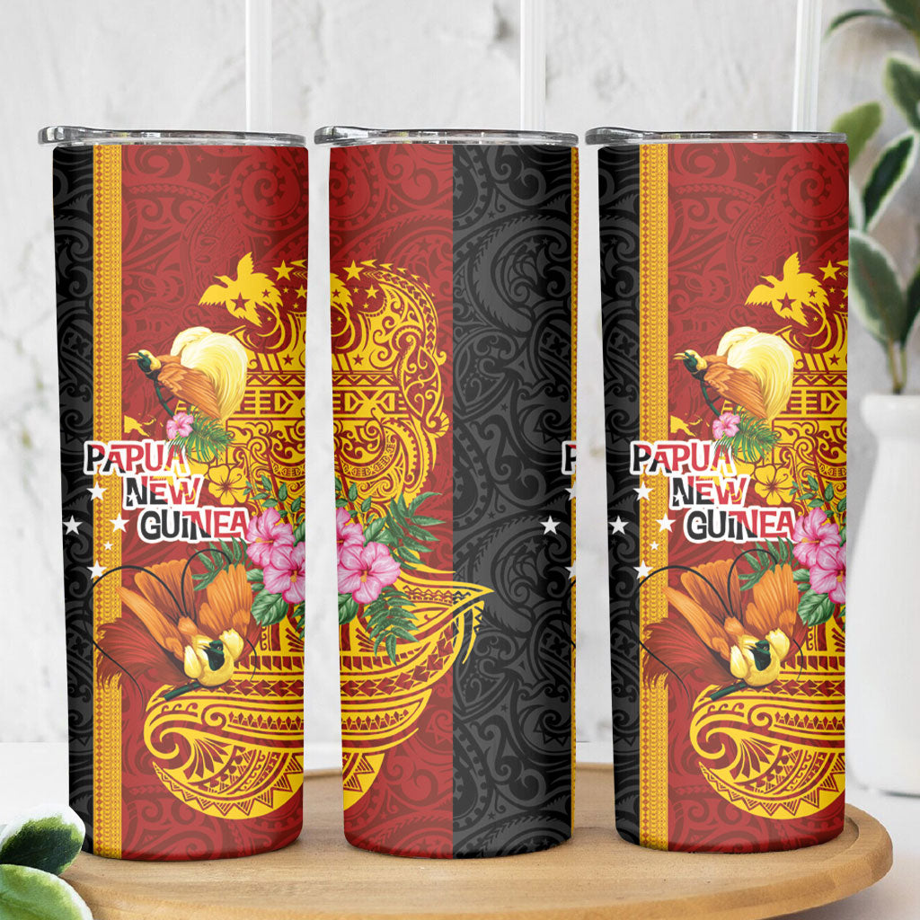 Papua New Guinea Independence Day Skinny Tumbler Birds-of-Paradise Melanesian Tattoos Tropical Plants