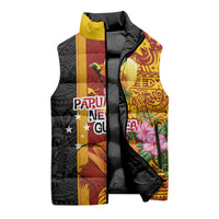 Papua New Guinea Independence Day Sleeveless Puffer Jacket Birds-of-Paradise Melanesian Tattoos Tropical Plants