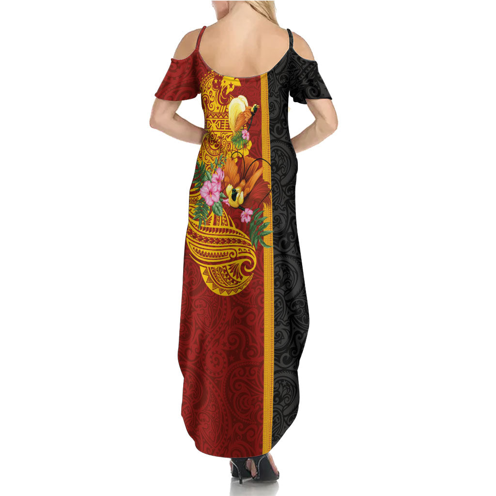 Papua New Guinea Independence Day Summer Maxi Dress Birds-of-Paradise Melanesian Tattoos Tropical Plants