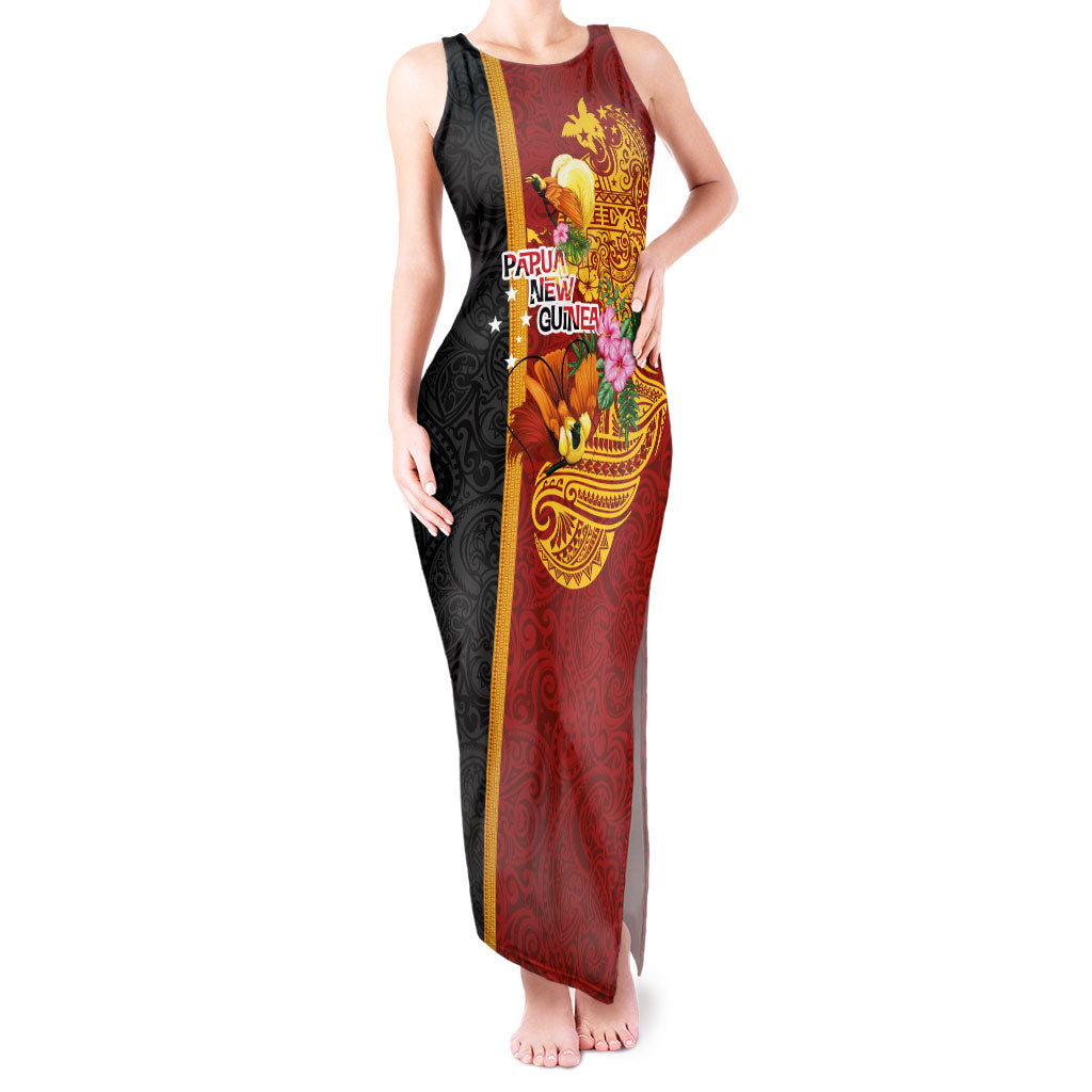 Papua New Guinea Independence Day Tank Maxi Dress Birds-of-Paradise Melanesian Tattoos Tropical Plants