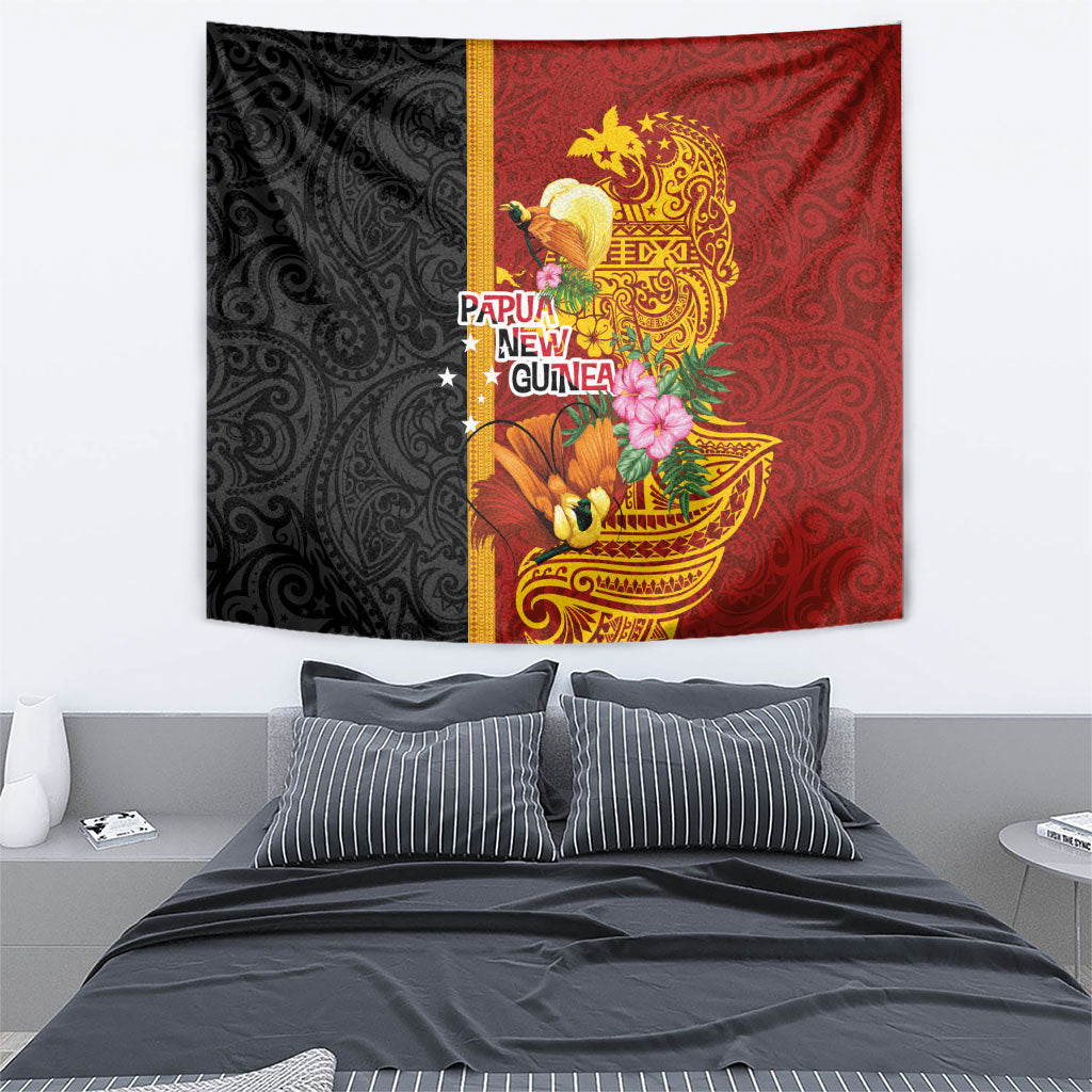 Papua New Guinea Independence Day Tapestry Birds-of-Paradise Melanesian Tattoos Tropical Plants