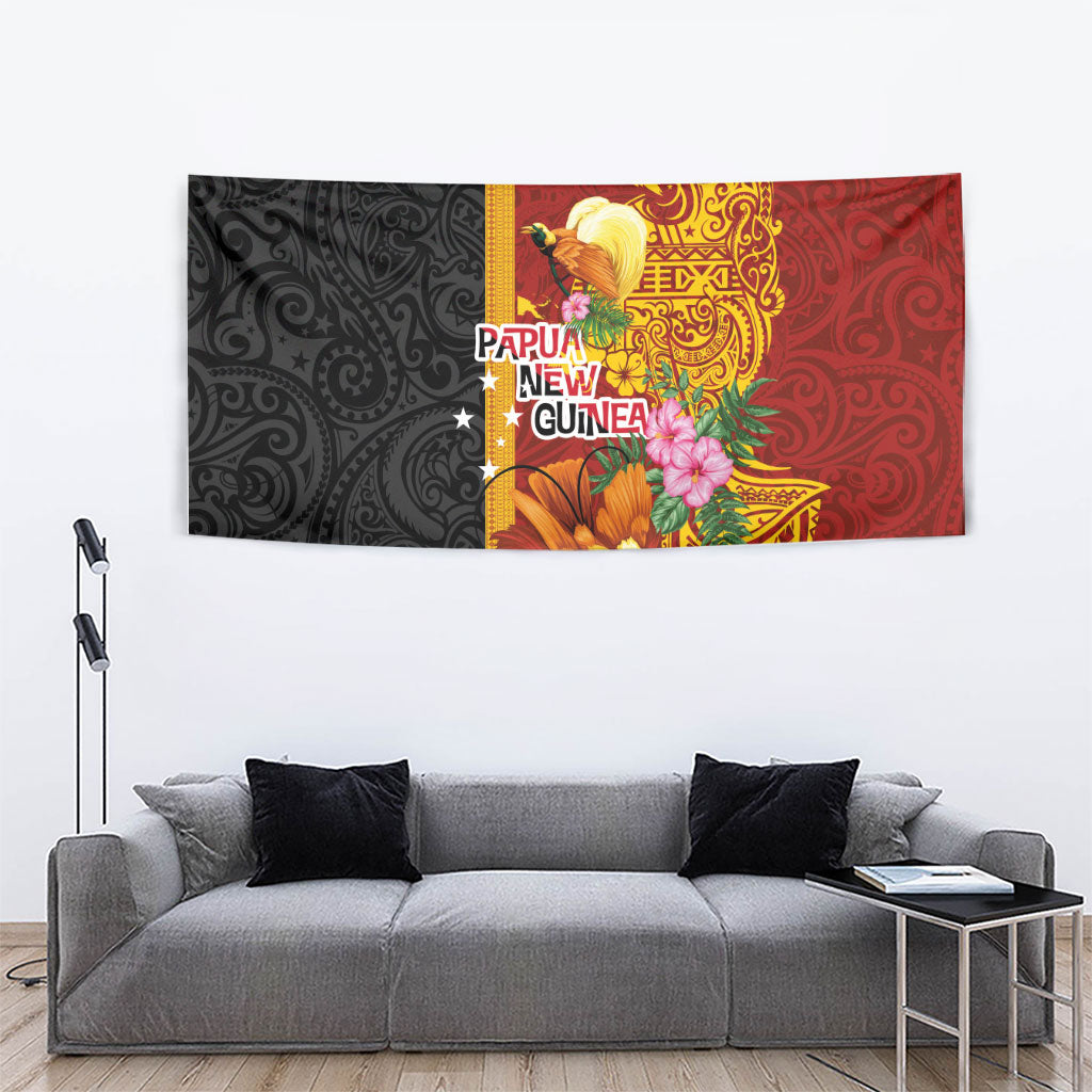 Papua New Guinea Independence Day Tapestry Birds-of-Paradise Melanesian Tattoos Tropical Plants