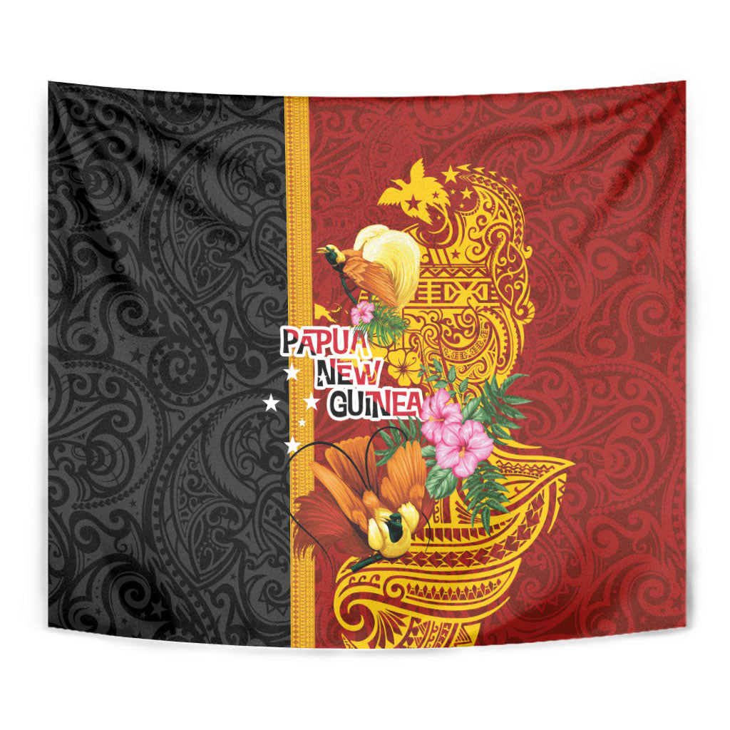 Papua New Guinea Independence Day Tapestry Birds-of-Paradise Melanesian Tattoos Tropical Plants