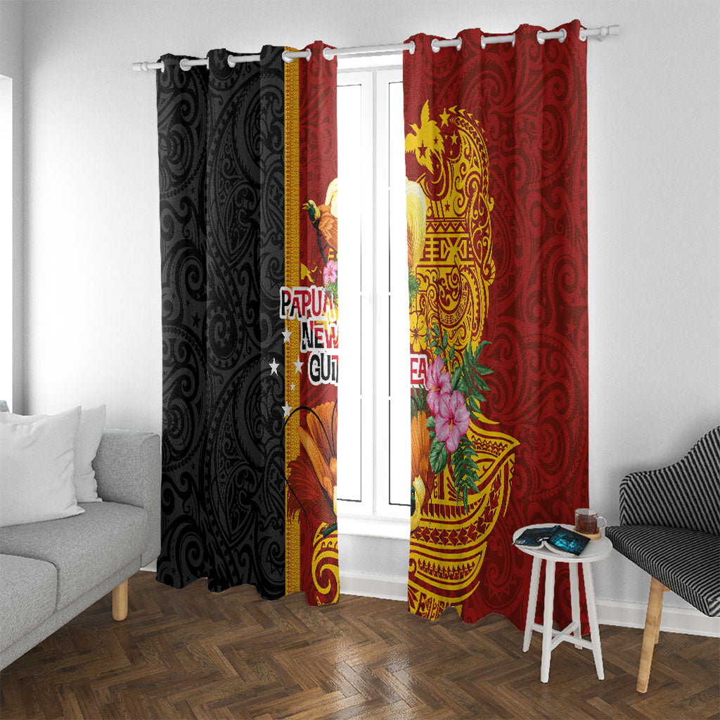 Papua New Guinea Independence Day Window Curtain Birds-of-Paradise Melanesian Tattoos Tropical Plants