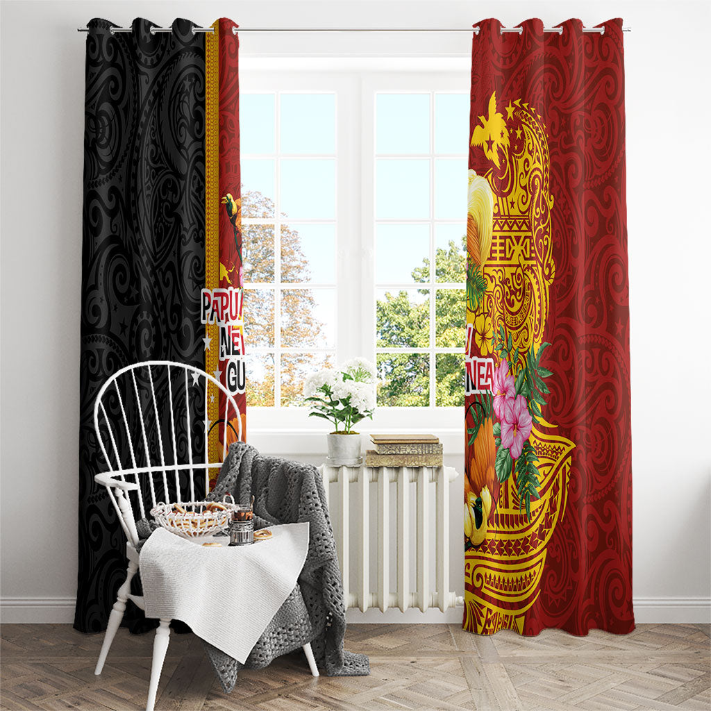 Papua New Guinea Independence Day Window Curtain Birds-of-Paradise Melanesian Tattoos Tropical Plants