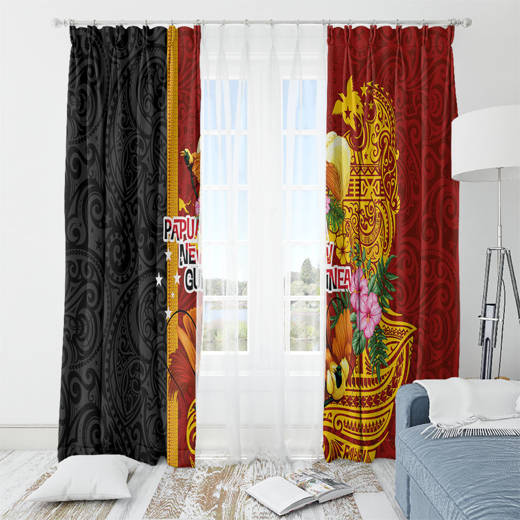 Papua New Guinea Independence Day Window Curtain Birds-of-Paradise Melanesian Tattoos Tropical Plants