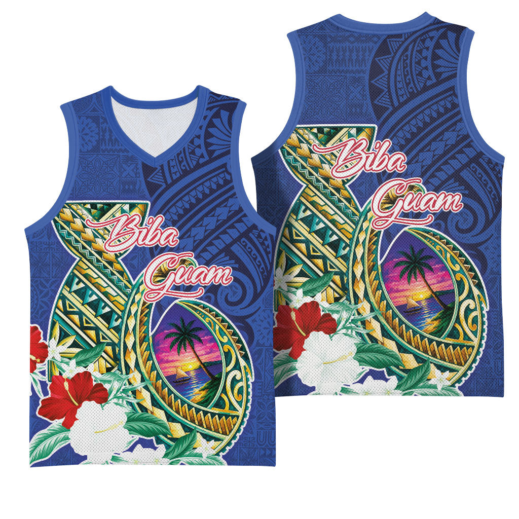 Guam Chamorro Basketball Jersey Tribal Latte Stone and Seal Artwork Polynesian Patterns
