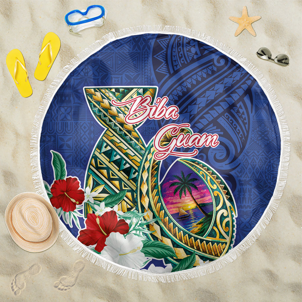 Guam Chamorro Beach Blanket Tribal Latte Stone and Seal Artwork Polynesian Patterns