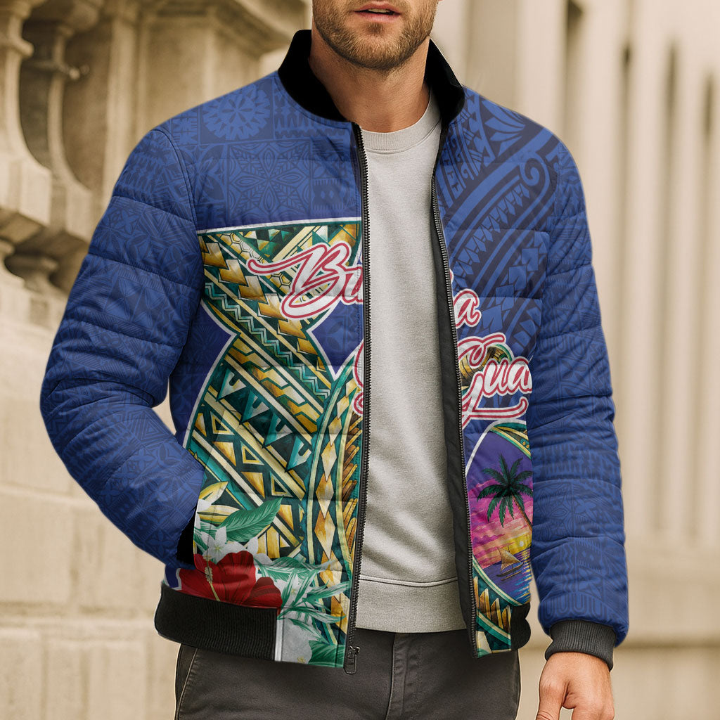 Guam Chamorro Bomber Puffer Jacket Tribal Latte Stone and Seal Artwork Polynesian Patterns