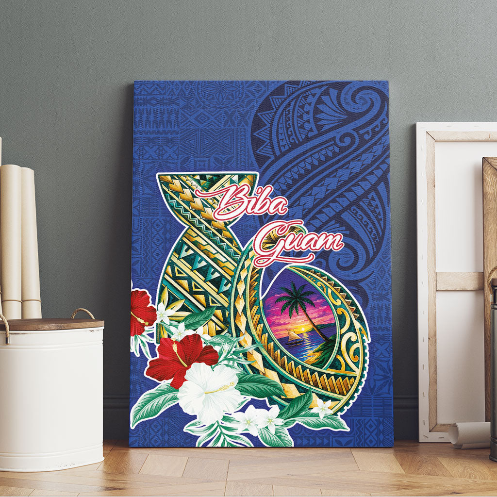 Guam Chamorro Canvas Wall Art Tribal Latte Stone and Seal Artwork Polynesian Patterns