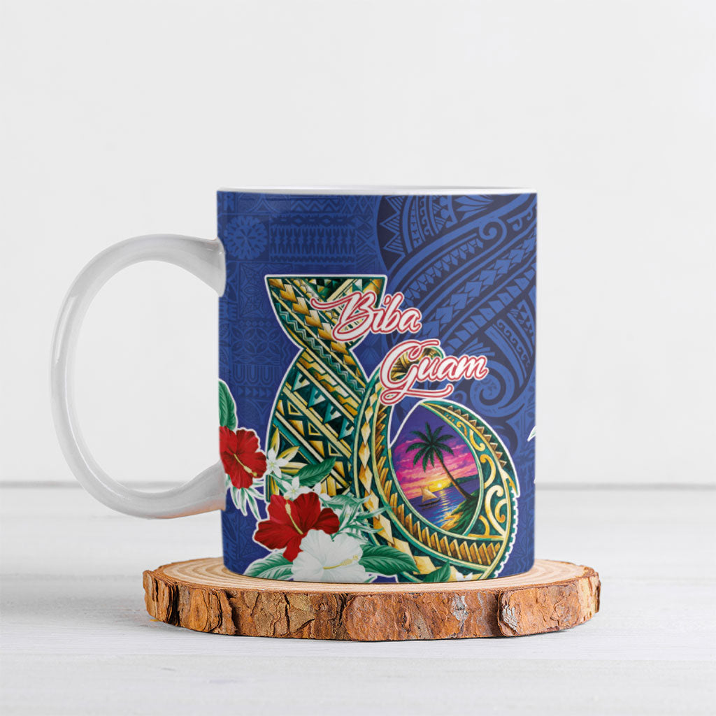 Guam Chamorro Ceramic Mug Tribal Latte Stone and Seal Artwork Polynesian Patterns