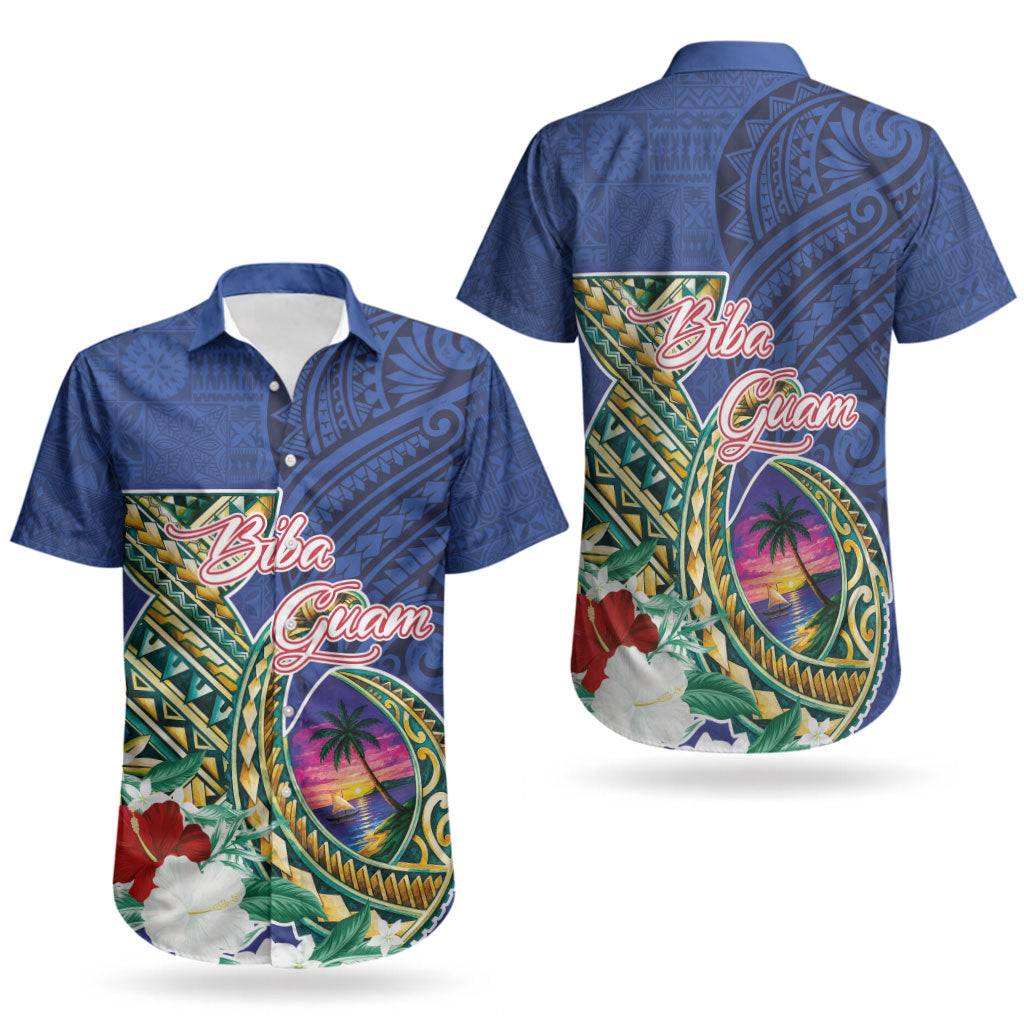 Guam Chamorro Couples Matching Long Sleeve Bodycon Dress and Hawaiian Shirt Tribal Latte Stone and Seal Artwork Polynesian Patterns