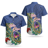 Guam Chamorro Couples Matching Short Sleeve Bodycon Dress and Hawaiian Shirt Tribal Latte Stone and Seal Artwork Polynesian Patterns