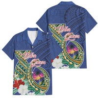 Guam Chamorro Family Matching Off Shoulder Maxi Dress and Hawaiian Shirt Tribal Latte Stone and Seal Artwork Polynesian Patterns