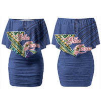 Guam Chamorro Family Matching Off Shoulder Short Dress and Hawaiian Shirt Tribal Latte Stone and Seal Artwork Polynesian Patterns