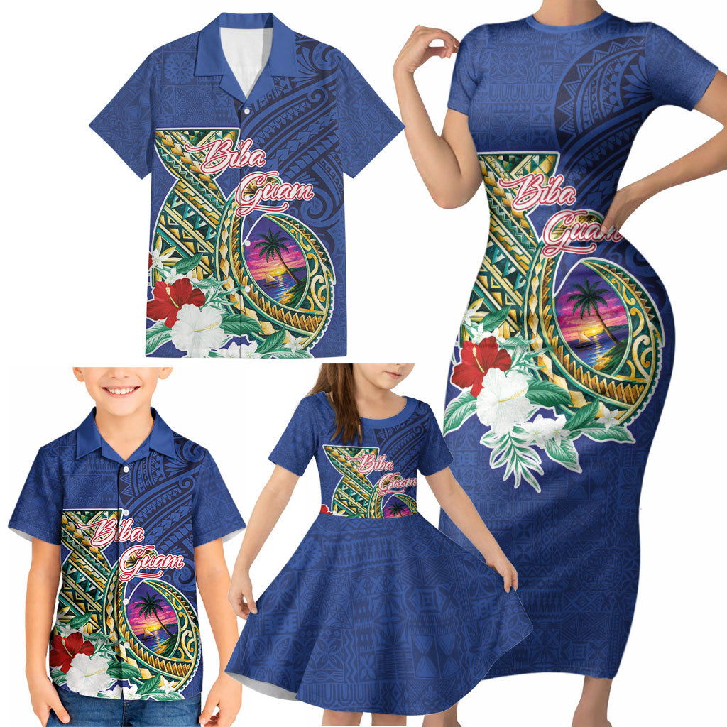 Guam Chamorro Family Matching Short Sleeve Bodycon Dress and Hawaiian Shirt Tribal Latte Stone and Seal Artwork Polynesian Patterns LT03 - Polynesian Pride