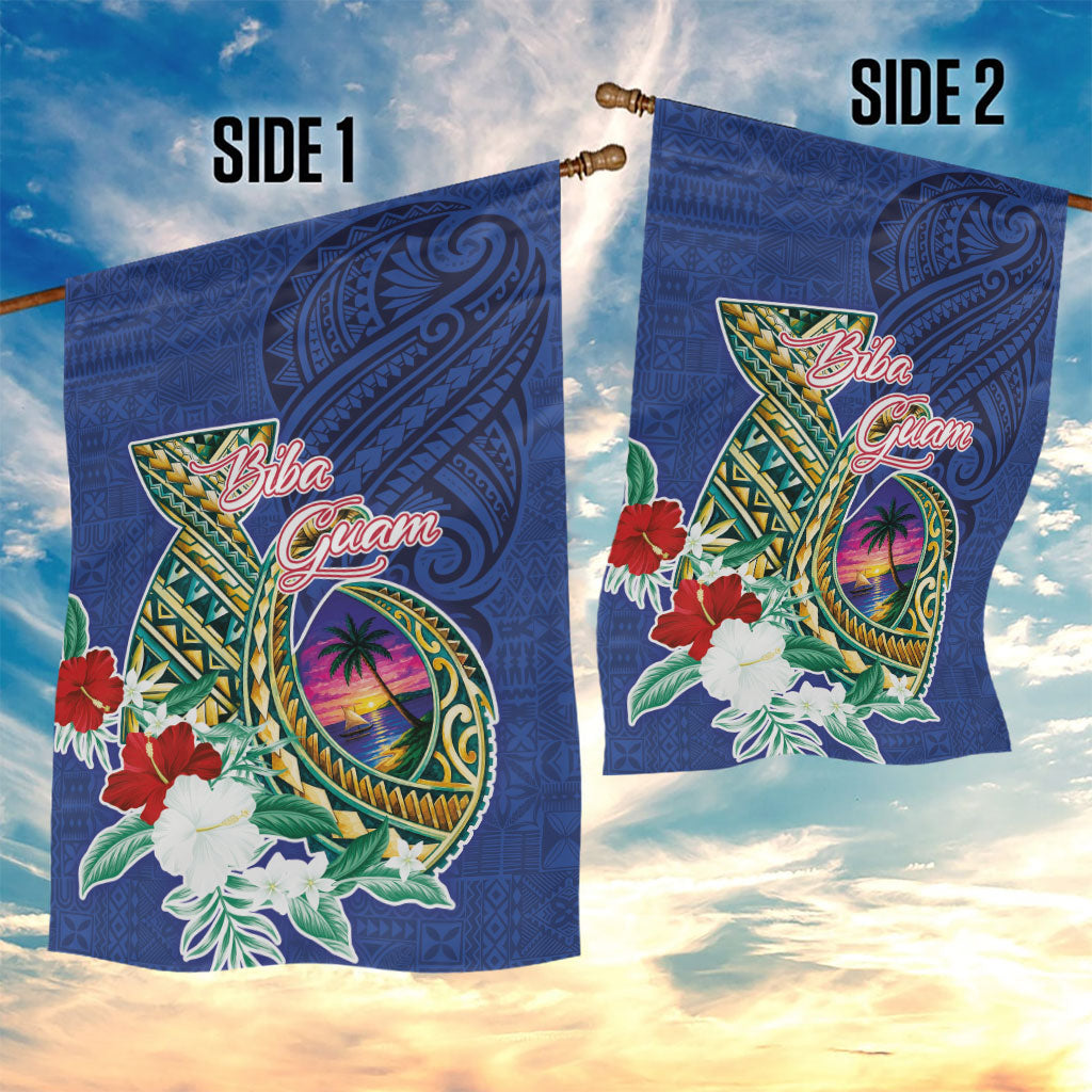 Guam Chamorro Garden Flag Tribal Latte Stone and Seal Artwork Polynesian Patterns
