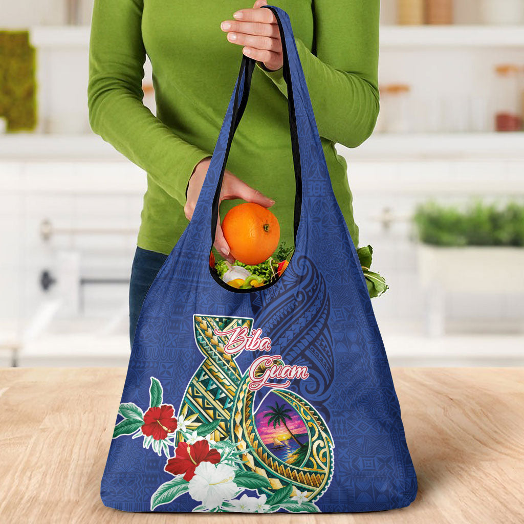 Guam Chamorro Grocery Bag Tribal Latte Stone and Seal Artwork Polynesian Patterns