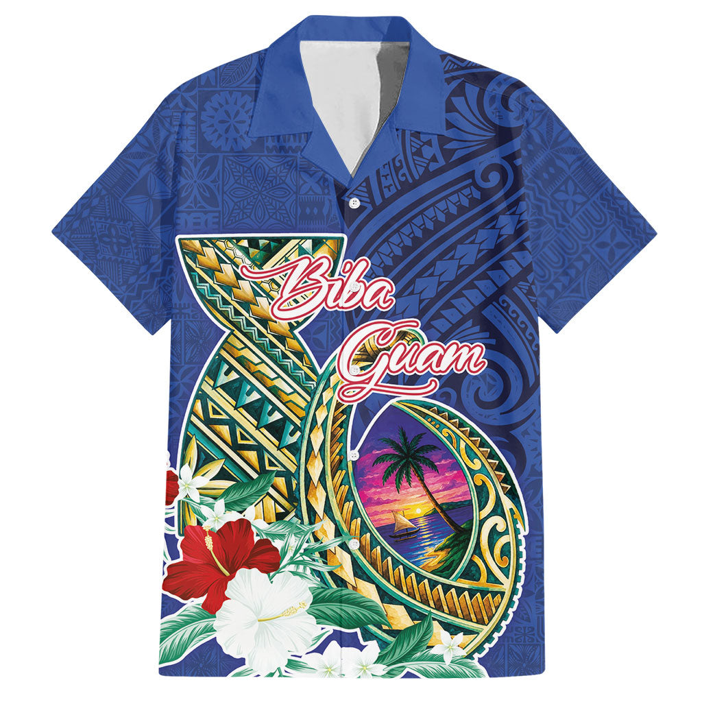 Guam Chamorro Hawaiian Shirt Tribal Latte Stone and Seal Artwork Polynesian Patterns