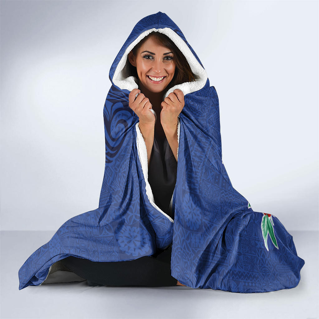 Guam Chamorro Hooded Blanket Tribal Latte Stone and Seal Artwork Polynesian Patterns