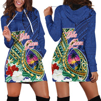 Guam Chamorro Hoodie Dress Tribal Latte Stone and Seal Artwork Polynesian Patterns