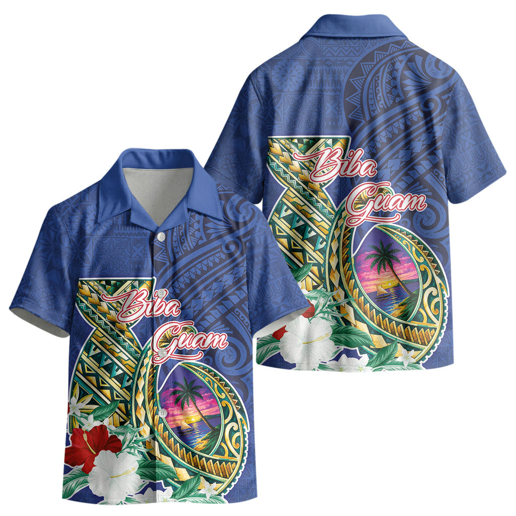 Guam Chamorro Kid Hawaiian Shirt Tribal Latte Stone and Seal Artwork Polynesian Patterns LT03 - Polynesian Pride