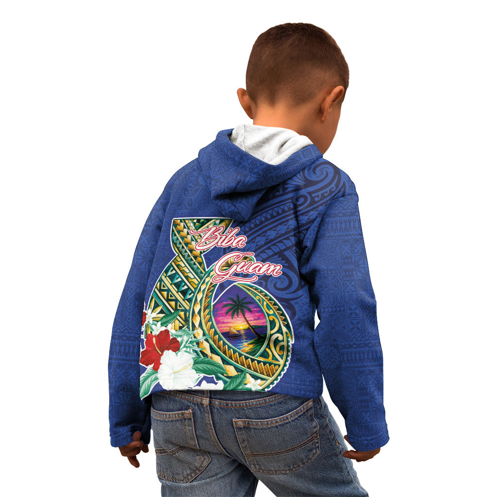 Guam Chamorro Kid Hoodie Tribal Latte Stone and Seal Artwork Polynesian Patterns