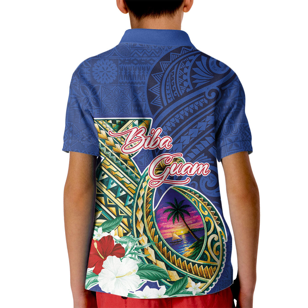 Guam Chamorro Kid Polo Shirt Tribal Latte Stone and Seal Artwork Polynesian Patterns