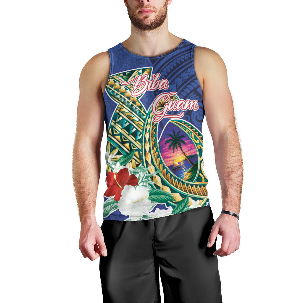 Guam Chamorro Men Tank Top Tribal Latte Stone and Seal Artwork Polynesian Patterns