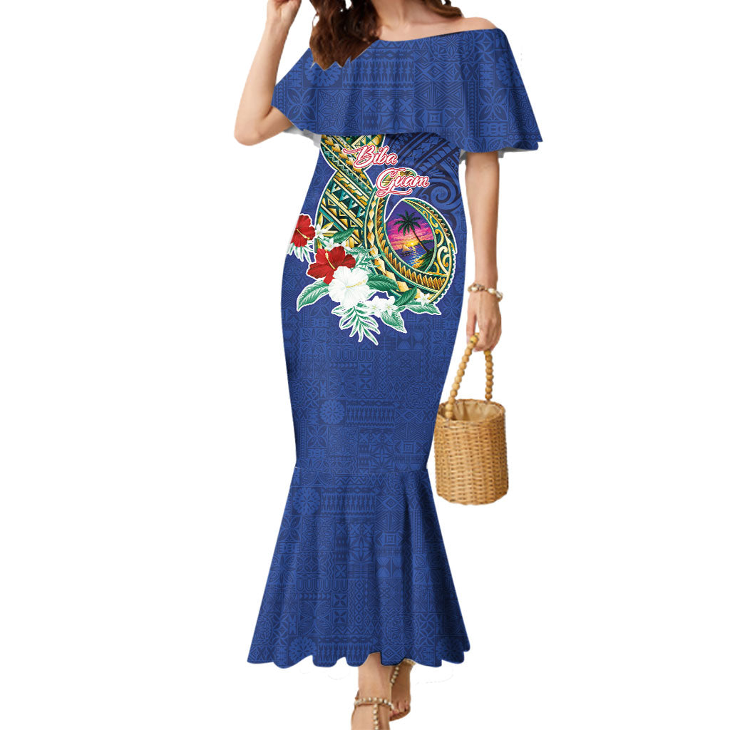 Guam Chamorro Mermaid Dress Tribal Latte Stone and Seal Artwork Polynesian Patterns LT03 Women Multicolor - Polynesian Pride