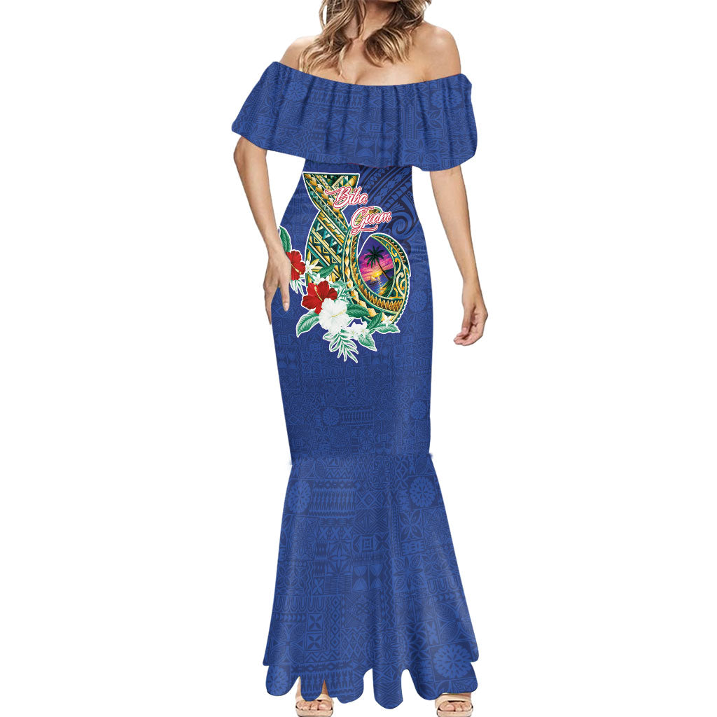 Guam Chamorro Mermaid Dress Tribal Latte Stone and Seal Artwork Polynesian Patterns