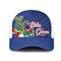 Guam Chamorro Mesh Trucker Cap Tribal Latte Stone and Seal Artwork Polynesian Patterns