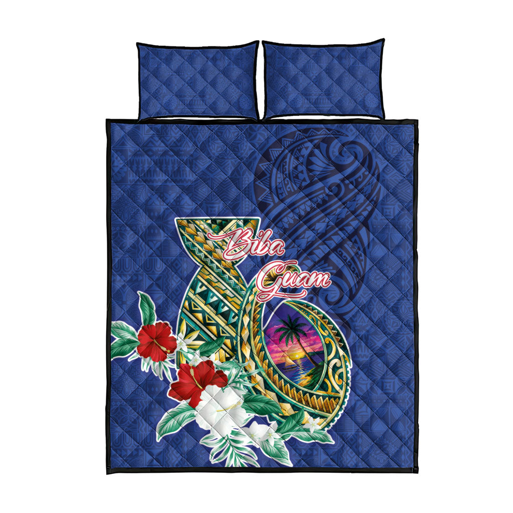 Guam Chamorro Quilt Bed Set Tribal Latte Stone and Seal Artwork Polynesian Patterns